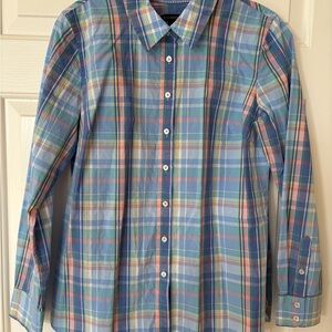 Talbots Blue and Pink Plaid Button Down Shirt
